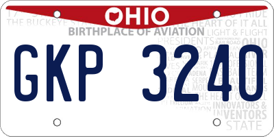 OH license plate GKP3240