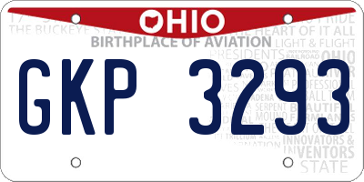 OH license plate GKP3293