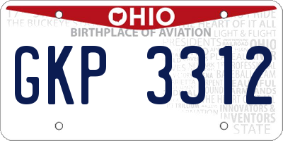 OH license plate GKP3312