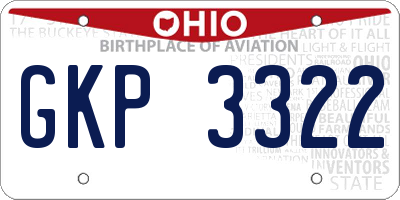 OH license plate GKP3322