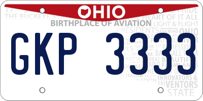 OH license plate GKP3333