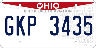 OH license plate GKP3435