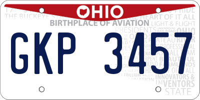 OH license plate GKP3457