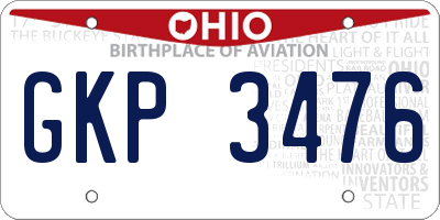 OH license plate GKP3476