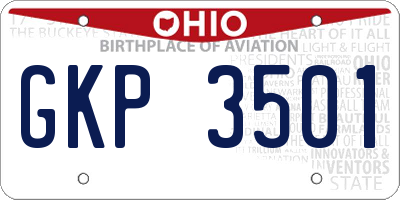 OH license plate GKP3501