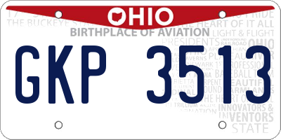 OH license plate GKP3513
