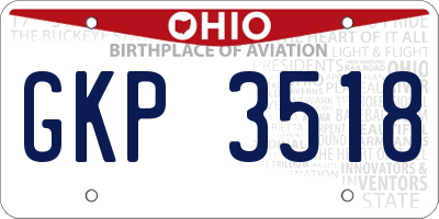 OH license plate GKP3518