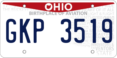 OH license plate GKP3519