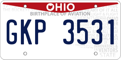 OH license plate GKP3531
