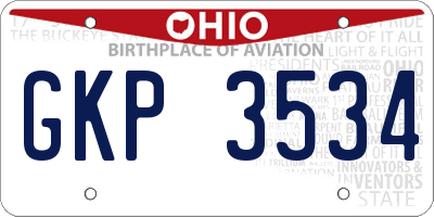 OH license plate GKP3534