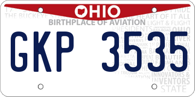 OH license plate GKP3535
