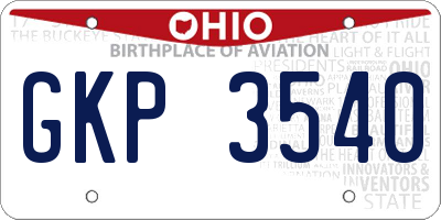 OH license plate GKP3540