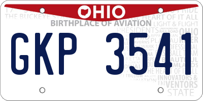OH license plate GKP3541