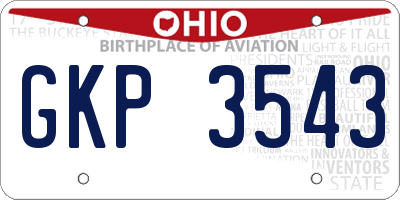 OH license plate GKP3543
