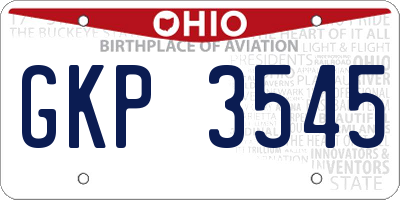OH license plate GKP3545