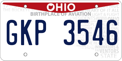 OH license plate GKP3546