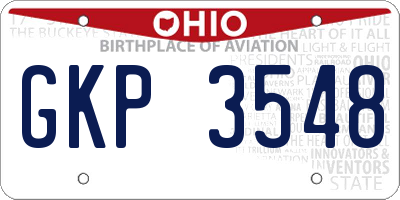 OH license plate GKP3548