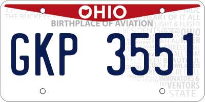 OH license plate GKP3551