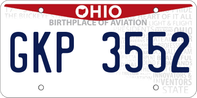 OH license plate GKP3552
