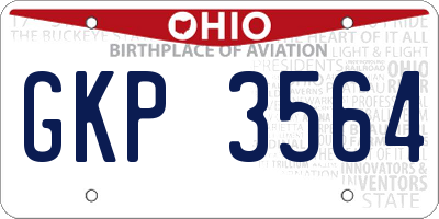 OH license plate GKP3564