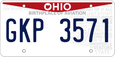 OH license plate GKP3571