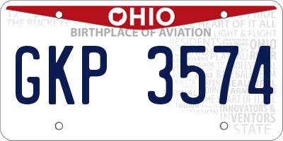 OH license plate GKP3574