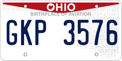 OH license plate GKP3576