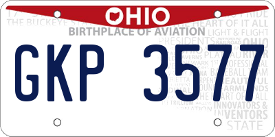 OH license plate GKP3577