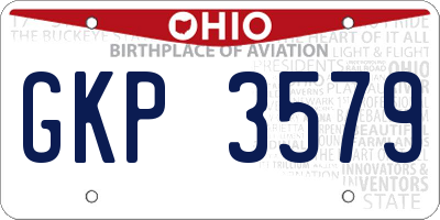 OH license plate GKP3579