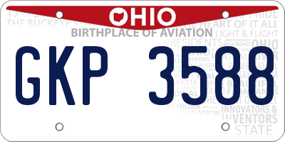 OH license plate GKP3588