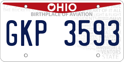 OH license plate GKP3593