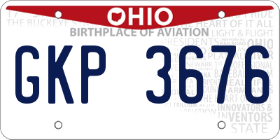 OH license plate GKP3676