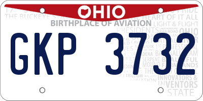 OH license plate GKP3732