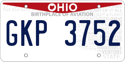 OH license plate GKP3752