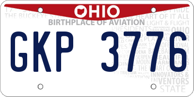 OH license plate GKP3776