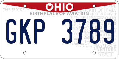 OH license plate GKP3789