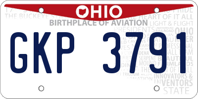 OH license plate GKP3791