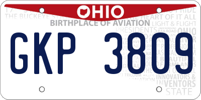 OH license plate GKP3809