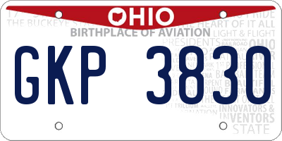 OH license plate GKP3830