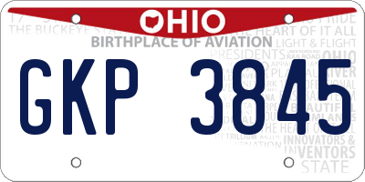 OH license plate GKP3845
