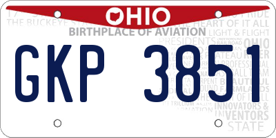 OH license plate GKP3851