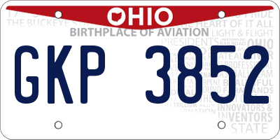OH license plate GKP3852