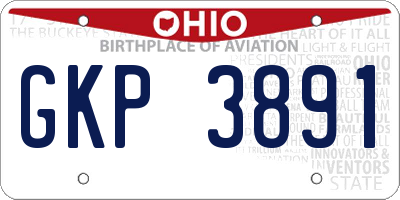 OH license plate GKP3891