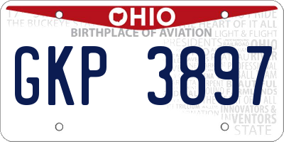 OH license plate GKP3897