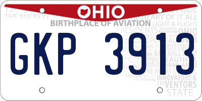 OH license plate GKP3913