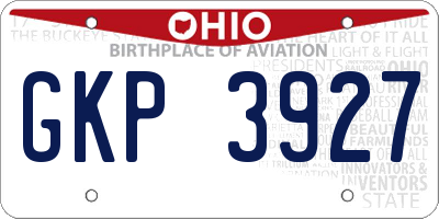 OH license plate GKP3927