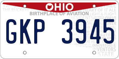 OH license plate GKP3945