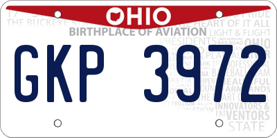OH license plate GKP3972