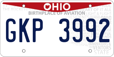 OH license plate GKP3992