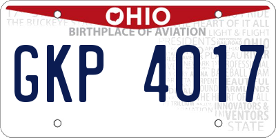 OH license plate GKP4017